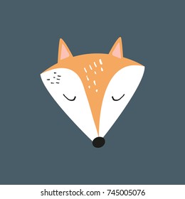 Vector cute fox. Poster, postcard, sticker, print, element for design and other.