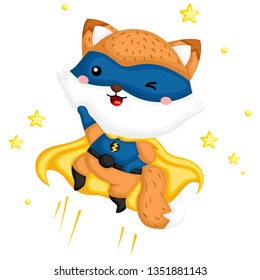 A vector of a cute fox wearing superhero costume