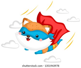 A vector of a cute fox wearing superhero costume
