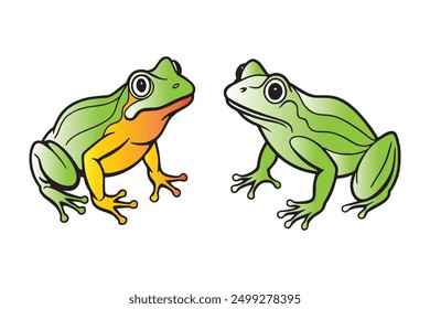 vector cute frog cartoon style