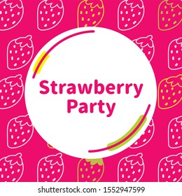 Vector cute fruit sweet strawberry for party with pink background.