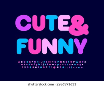 Vector Cute and Funny Alphabet. Colorful trendy Font. Set of Kids style Letters, Numbers and Symbols