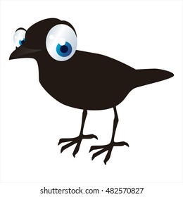 vector cute funny cartoon bird. Crow