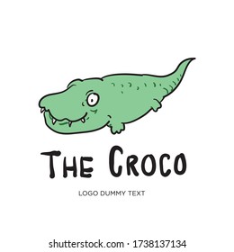 Vector cute and funny cartoon crocodile illustration logo design 