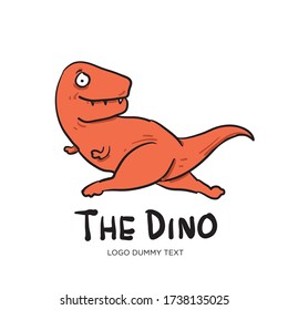 Vector cute and funny cartoon dinosaurs t rex logo illustration