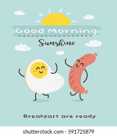 Vector Cute Funny Cartoon Egg With Hot Dog. Mascot Vector Design.