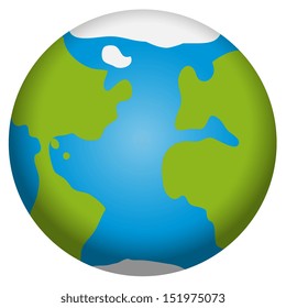 Vector Cute Funny Cartoon Planet Earth