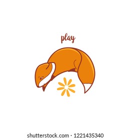 Vector cute funny character. Fox plays. Sticker, for packaging, cards, posters. Illustration isolated on white background. Vector