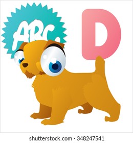Vector cute funny colorful alphabet animals: D is for Dog