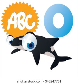 Vector cute funny colorful alphabet animals: O is for Orca