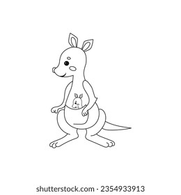 Vector a cute and funny coloring page of a kangaroo