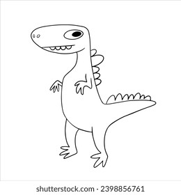 Vector cute funny dinosaur. Colorful hand drawn dinosaur in cartoon style. illustration of dinosaurs isolated on background