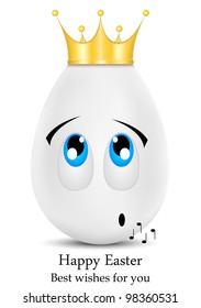 vector cute funny easter egg in crown
