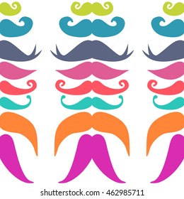 Vector cute funny hipster mustache seamless pattern background