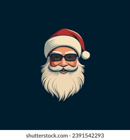 Vektor Cute Funny lächelnd Santa Claus Kopfsymbol. Design-Template für Feiertage Fröhliche Weihnachten und glückliche Neujahrskarten, Sticker, Banner