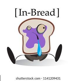 Vector Cute Funny Toast Bread and Jelly Character Icon T-shirt Design for Laughs