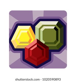 Vector cute gems icon colorful isolated