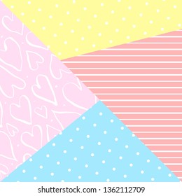 Vector cute geometric background. Abstract colorful creative pastel backdrop with hand drawn elements for print, card, baby shower, design.