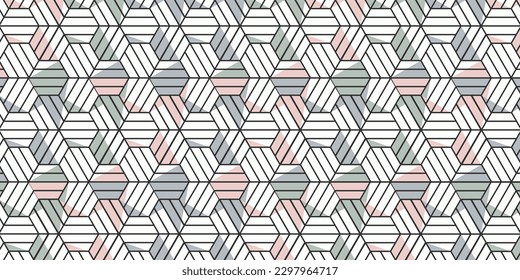 Vektor süßes geometrisches Muster mit pastellfarbenen Polygone auf weißem Hintergrund. Moderne sechseckige Kacheln abstrakter Hintergrund. Trendwabenkamm formt Mosaik-Vorlage