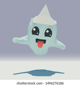 Vector cute ghost. Illustration for Halloween. Low poly 3d vector illustration.