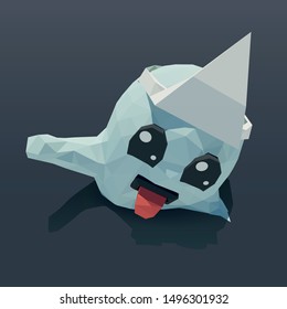 Vector cute ghost. Illustration for Halloween. Low poly 3d vector illustration.