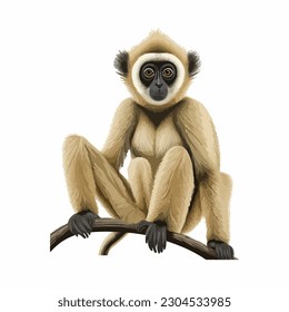 vector cute gibbon cartoon style
