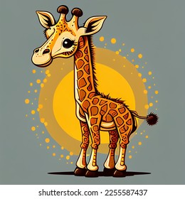 Vector Cute Giraffe Art Illustration