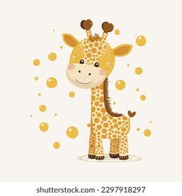 vector cute giraffe cartoon style