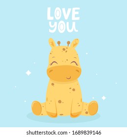 Vector with cute giraffe. Print for Baby. Little animal.