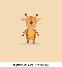 Vektorsüße Giraffe sehr glücklich im Stil von Cartoon-Illustrationen