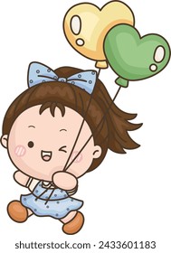 un vector de una chica linda y un globo