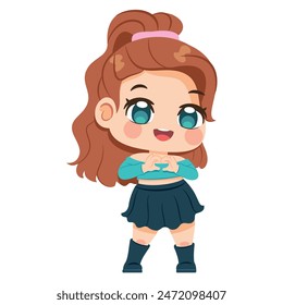 Vector Cute Girl Character Cartoon Illustration Isolated