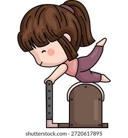 a vector of a cute girl doing pilates