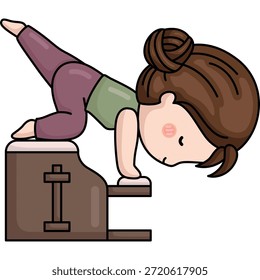 um vetor de uma menina bonita fazendo pilates