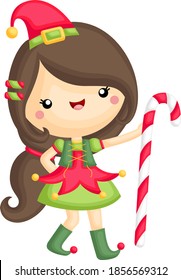 A Vector of Cute Girl in Elf Costume Smiling Happily 