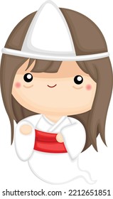 a vector of a cute girl ghost