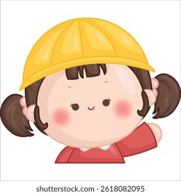 a vector of a cute girl with kindergarten hat