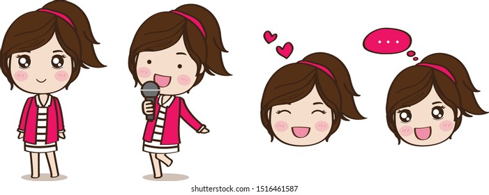 Vector Cute girl with Microphone