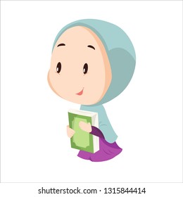 Vector - cute girl muslim