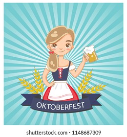 vector of cute girl in Oktoberfeast poster