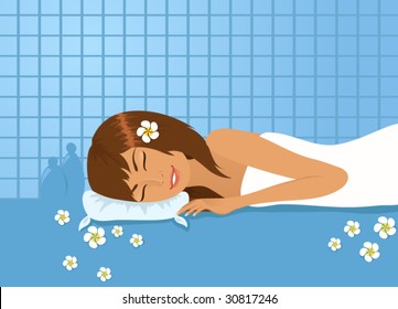 Vector cute girl in SPA