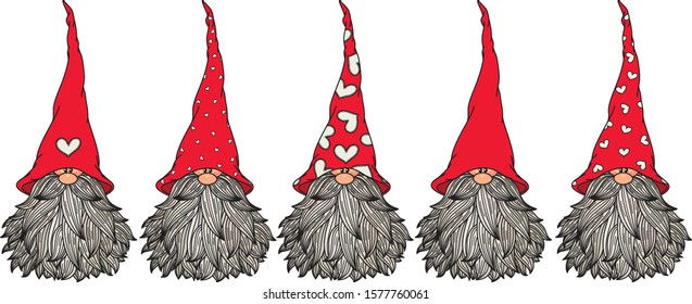 Vector  cute gnomes cartoons,  isolated on white.