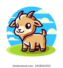 Vector of cute goat kawaii mascot