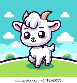 Vector of cute goat kawaii mascot