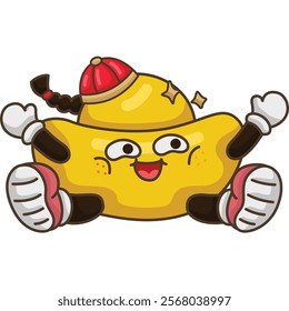a vector of a cute gold ingot