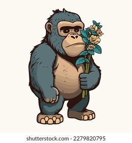 vector cute gorilla cartoon style