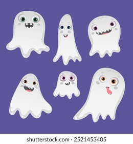 Vector cute gosts set for Halloween decor.