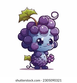 vector cute grape cartoon style