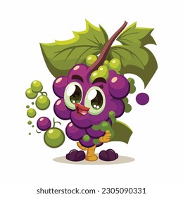 vector cute grape cartoon style