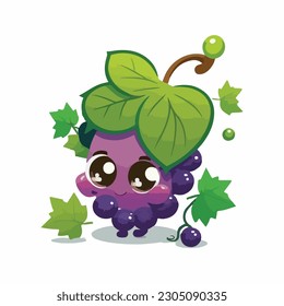 vector cute grape cartoon style